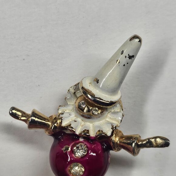 Ernest Steiner Clown Pin Vintage Rhinestone Enamel Brooch MCM - Picture 2 of 8